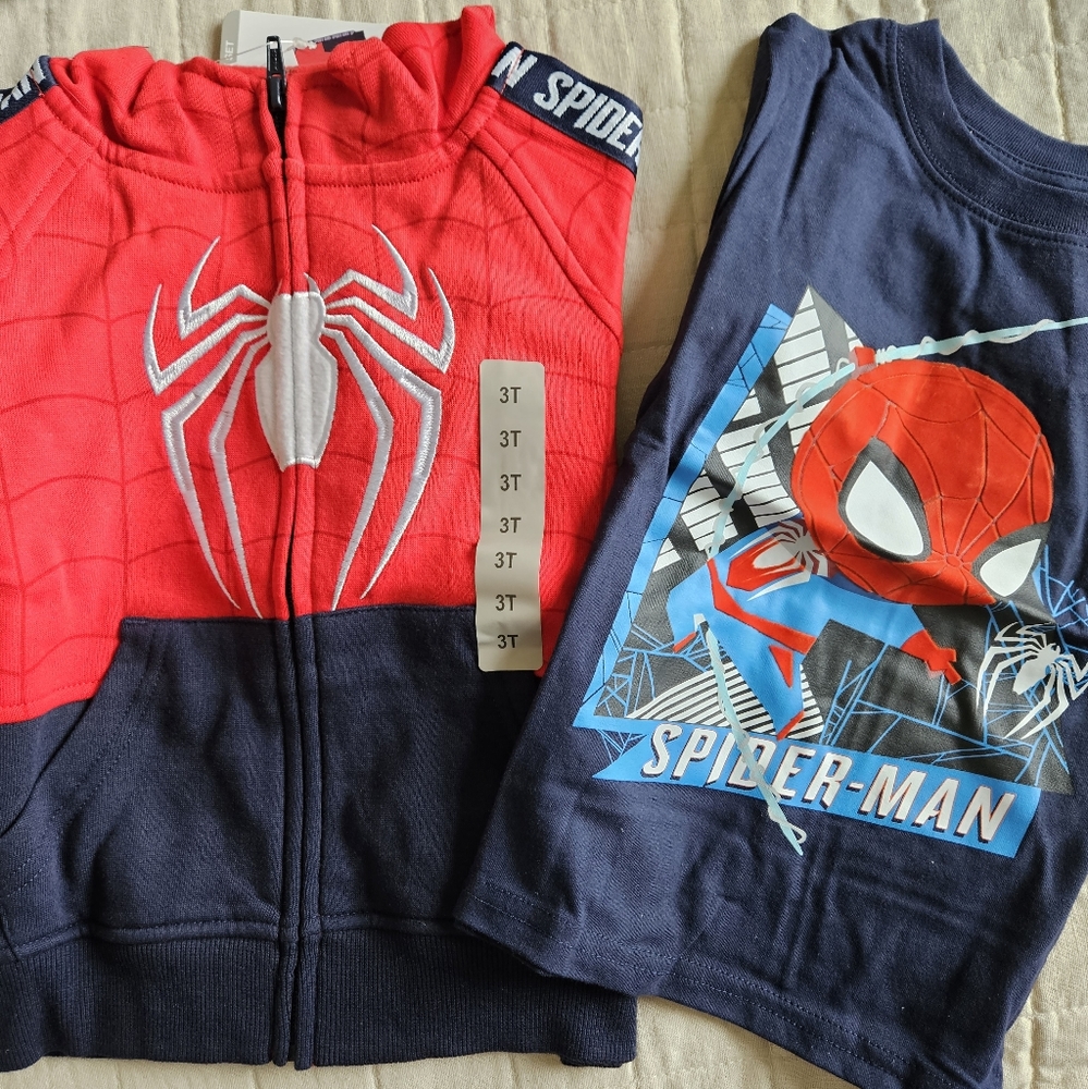 Spiderman Boys Sweatshirt and Tshirt NWT Lot of 2 Size 3T